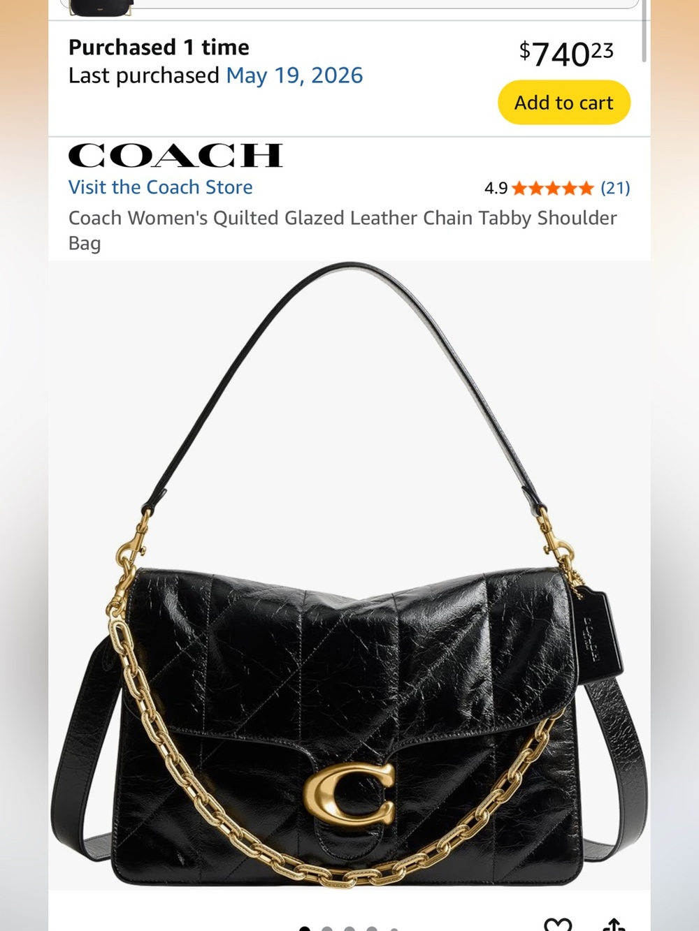 Coach Quilted Glazed Leather Chain Tabby-35